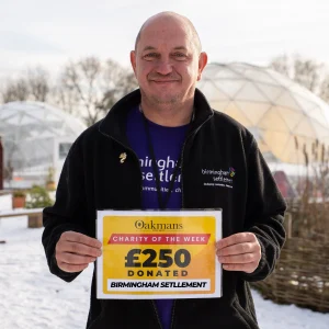 Oakmans charity campaign 2026 – £250 donation to Birmingham Settlement