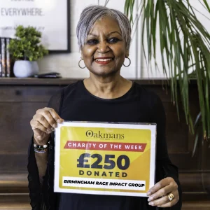 Oakmans £250 donation to Birmingham Race Impact Group